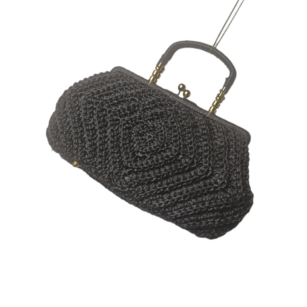 Vintage/Estate Rare Bara Japan Chevron Raffia Top Handle Purse "HOT!" - Picture 2 of 16